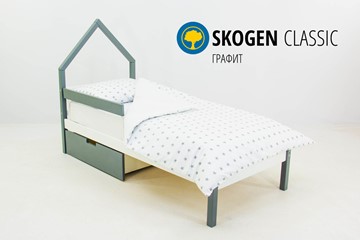 Кровать-домик в детскую мини Skogen графит-белый в Салехарде - предосмотр