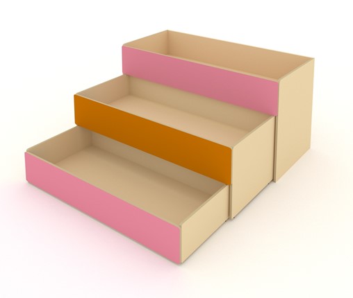 Детская кровать 3-х уровневая КД-3, Беж + Розовый + Оранжевый в Лабытнанги - изображение