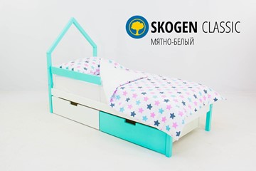 Кровать-домик детская мини Skogen белый-мятный в Муравленко