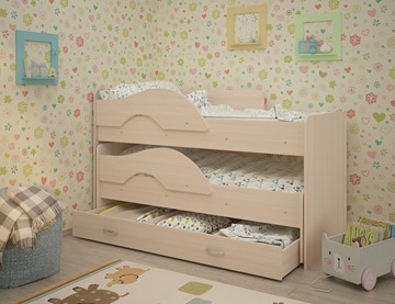 Двухэтажная детская кровать Радуга 1.6 с ящиком, цвет Млечный дуб в Надыме
