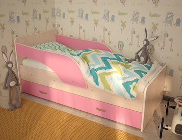 Детская кровать Максимка, корпус Млечный дуб, фасад Розовый в Лабытнанги