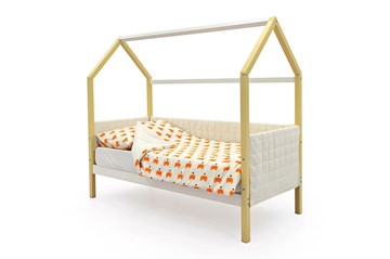 Кровать-домик детская «Svogen бежево-белый» мягкая в Лабытнанги