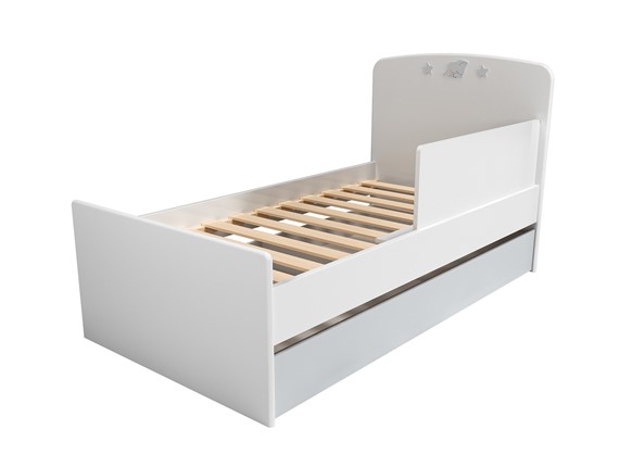 Кроватка с ящиком и ограничителем НМ 041.07 «Лилу/Слоники» в Новом Уренгое - изображение