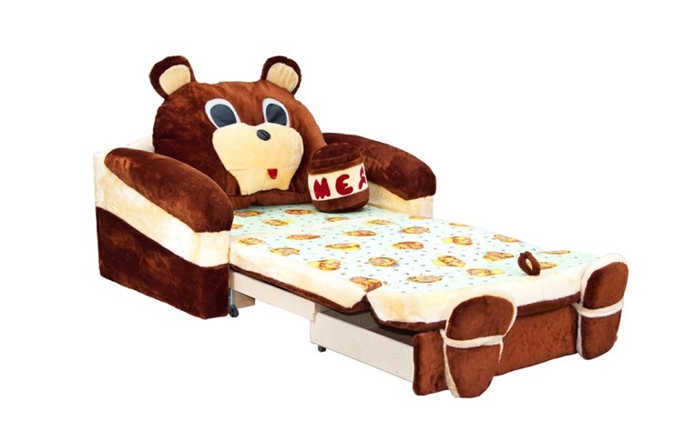 Детский диван Медведь с подушкой, ширина 120 см в Салехарде - изображение 2
