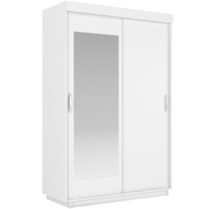 Шкаф 2-дверный Лайт (ДСП/Зеркало) 1400х595х2120, Белый Снег в Новом Уренгое
