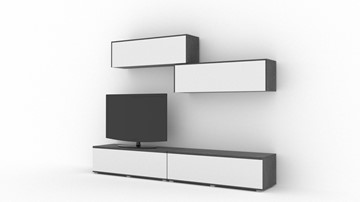 Гостиный гарнитур Куб (Cube), цвет Белый софт, Черный ясень в Надыме - предосмотр 1
