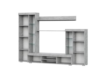 Набор мебели в гостиную МГС-5, цемент светлый/белый в Лабытнанги - предосмотр 1