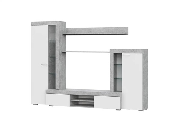 Набор мебели в гостиную МГС-5, цемент светлый/белый в Лабытнанги - изображение