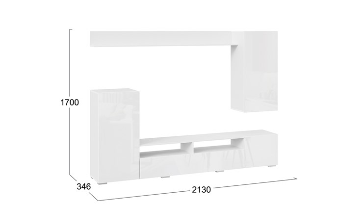 Стенка в гостиную Моретти (Белый, Белый глянец) в Надыме - изображение 5