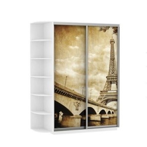 Шкаф 2-дверный Экспресс 1700x600x2400, со стеллажом, Париж/белый снег в Салехарде