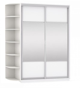 Шкаф 2-створчатый Экспресс (Комби), со стеллажом 1500x600x2200, белый снег в Салехарде - предосмотр