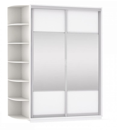 Шкаф 2-створчатый Экспресс (Комби), со стеллажом 1500x600x2200, белый снег в Салехарде - изображение