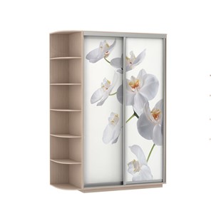 Шкаф 2-х дверный Экспресс 1500x600x2200, со стеллажом, Орхидея белая/дуб молочный в Салехарде - предосмотр