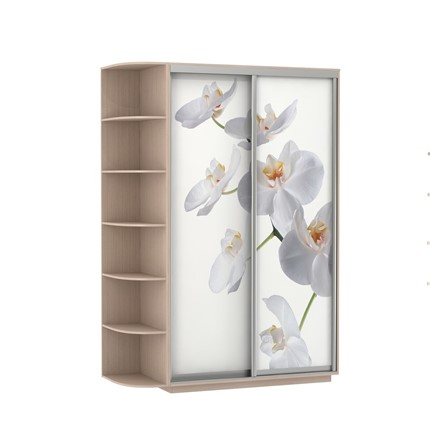 Шкаф 2-х дверный Экспресс 1500x600x2200, со стеллажом, Орхидея белая/дуб молочный в Салехарде - изображение