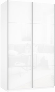 Шкаф-купе Прайм (Белое стекло/Белое стекло) 1200x570x2300, белый снег в Надыме