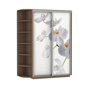Шкаф 2-х створчатый Экспресс 1900x600x2200, со стеллажом, Орхидея белая/шимо темный в Салехарде
