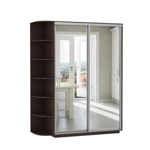 Шкаф 2-дверный Экспресс (2 зеркала), со стеллажом 1500x600x2400, венге в Салехарде - предосмотр