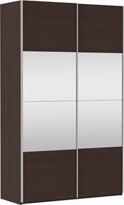 Шкаф 2-дверный Прайм (ДСП/Зеркало) 1600x570x2300, венге в Салехарде - предосмотр 2