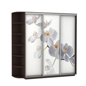 Шкаф 3-х створчатый Экспресс со стеллажом, 2100х600х2400, Орхидея белая/венге в Салехарде - предосмотр