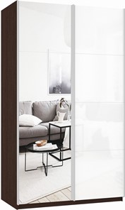 Шкаф Прайм (Зеркало/Белое стекло) 1200x570x2300, венге в Салехарде