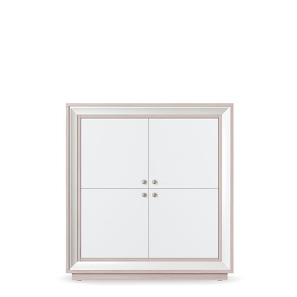 Шкаф четырехдверный низкий Прато - 1364, Ясень светлый \ жемчуг в Надыме - изображение