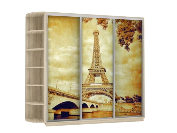 Шкаф 3-дверный Экспресс со стеллажом, 2400х600х2400, Париж/дуб сонома в Салехарде - изображение