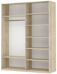 Шкаф 2-х дверный Прайм (ДСП/Белое стекло) 1400x570x2300, дуб сонома в Салехарде - изображение 1