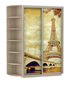 Шкаф Экспресс 1900x600x2400, со стеллажом, Париж/шимо светлый в Салехарде - предосмотр