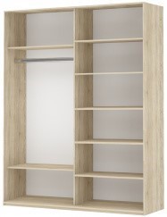 Шкаф 2-х дверный Прайм (Зеркало/Белое стекло) 1200x570x2300, дуб сонома в Надыме - предосмотр 1