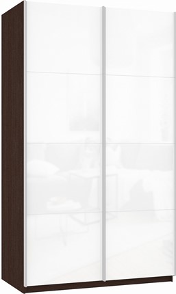 Шкаф-купе 2-х дверный Прайм (Белое стекло/Белое стекло) 1200x570x2300, венге в Салехарде - изображение