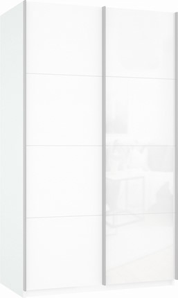 Шкаф 2-створчатый Прайм (ДСП/Белое стекло) 1200x570x2300, белый снег в Салехарде - изображение