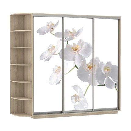 Шкаф Экспресс со стеллажом, 2100х600х2200, Орхидея белая/шимо светлый в Салехарде - изображение