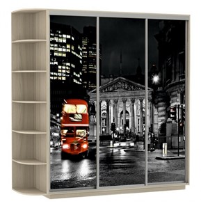 Шкаф трехдверный Экспресс, со стеллажом, 2400х600х2400, Ночной Лондон/шимо светлый в Салехарде