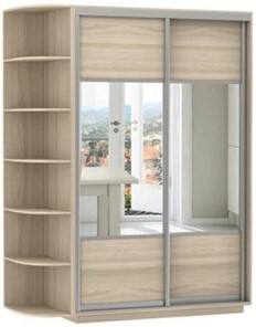 Шкаф 2-дверный Экспресс (Комби), со стеллажом 1500x600x2200, шимо светлый в Салехарде - предосмотр