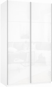 Шкаф 2-створчатый Прайм (Белое стекло/Белое стекло) 1600x570x2300, белый снег в Губкинском