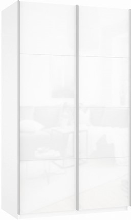 Шкаф 2-створчатый Прайм (Белое стекло/Белое стекло) 1600x570x2300, белый снег в Надыме - изображение