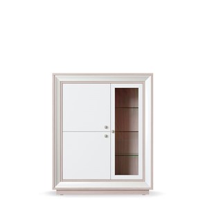 шкаф 3-х дверный (1 стеклодверь) низкий Прато 1179, Ясень светлый \ жемчуг в Лабытнанги