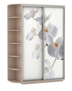 Шкаф 2-дверный Хит, 1500x600x2200, фотопечать, со стеллажом, белая орхидея, дуб молочный в Салехарде