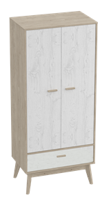 Шкаф для одежды Калгари, Дуб натуральный светлый/Белый матовый в Салехарде