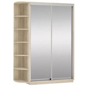 Шкаф 2-дверный Экспресс (2 зеркала), со стеллажом 1500x600x2200, дуб сонома в Салехарде - предосмотр