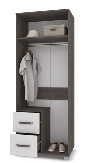 Шкаф двухдверный В-24, Серый дуб/Белый в Салехарде - изображение 1