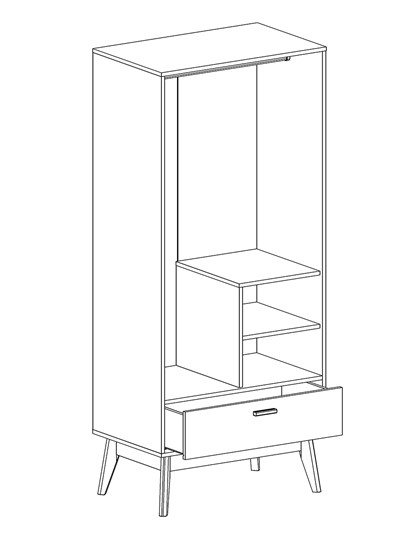 Шкаф для одежды Калгари, Дуб натуральный светлый/Белый матовый в Салехарде - изображение 1