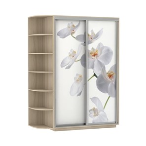 Шкаф Экспресс 1500x600x2200, со стеллажом, Орхидея белая/шимо светлый в Салехарде - предосмотр