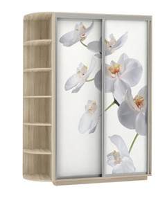 Шкаф 2-х дверный Экспресс 1500x600x2200, со стеллажом, Орхидея белая/дуб сонома в Салехарде