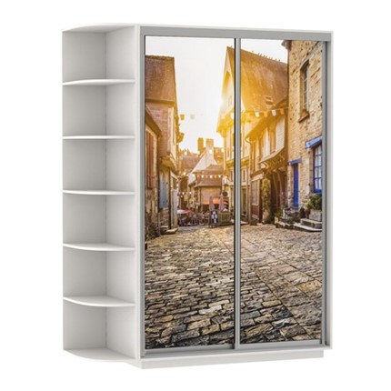 Шкаф 2-х створчатый Экспресс 1500x600x2400, со стеллажом, Улица/белый в Салехарде - изображение