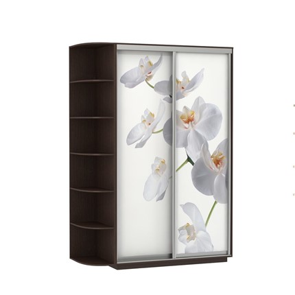Шкаф 2-дверный Экспресс 1500x600x2200, со стеллажом, Орхидея белая/венге в Надыме - изображение