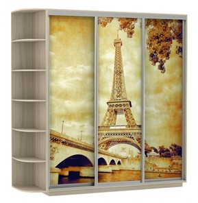 Шкаф 3-х дверный Экспресс со стеллажом, 2400х600х2400, Париж/шимо светлый в Салехарде