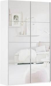Шкаф 2-створчатый Прайм (Зеркало/Зеркало) 1600x570x2300, белый снег в Салехарде - предосмотр