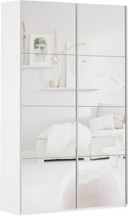 Шкаф 2-створчатый Прайм (Зеркало/Зеркало) 1600x570x2300, белый снег в Салехарде - изображение