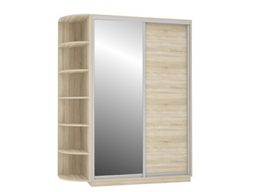Шкаф 2-х створчатый Экспресс (ДСП/Зеркало) со стеллажом 1500х600х2400, дуб сонома в Салехарде